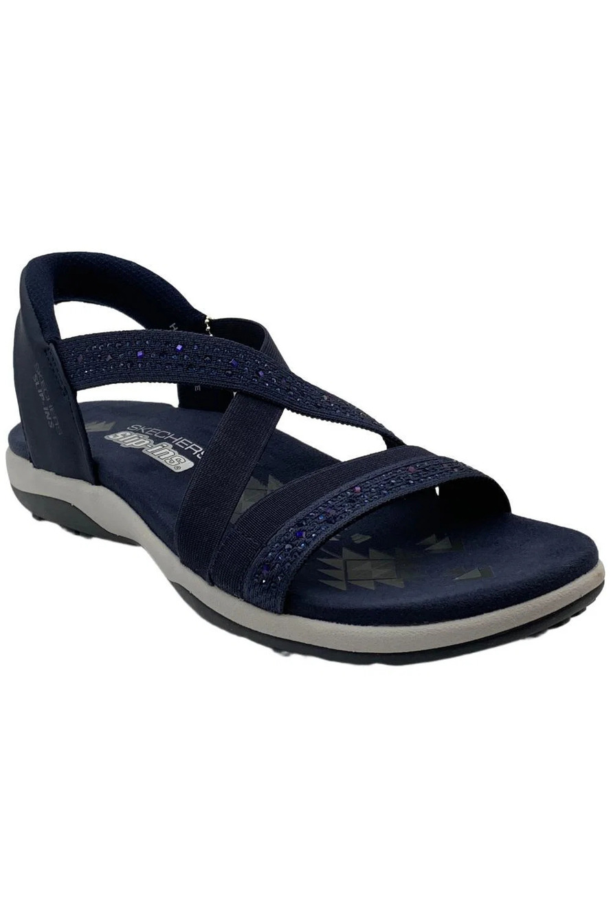 Skechers Women's Reggae Slim Summer Sparkle Sandals Navy - Medium